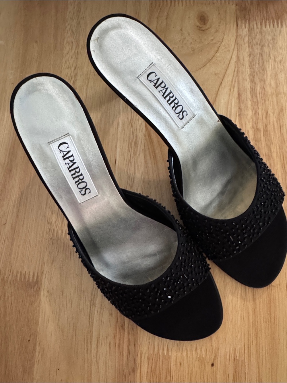 Caparros Black Beaded Slide Mules